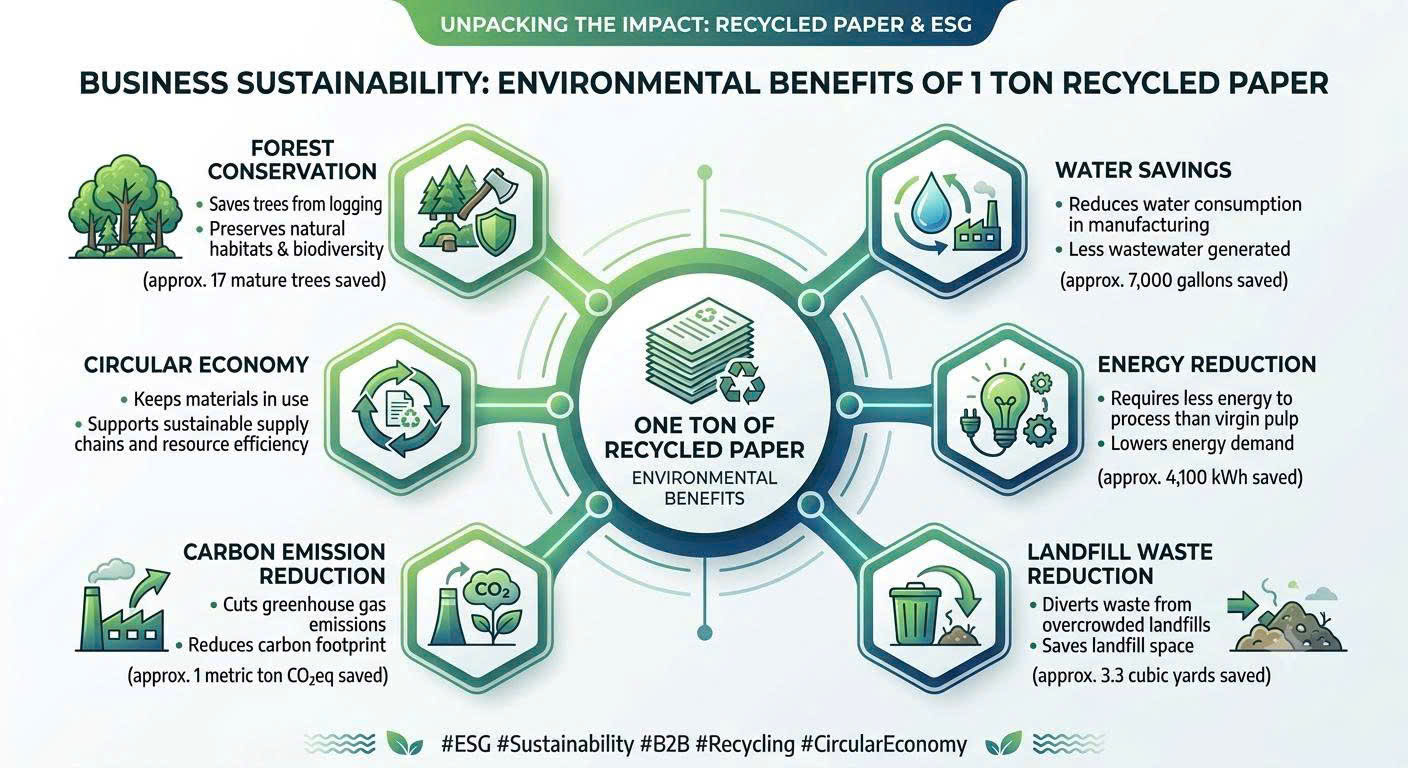 The Overall Impact of One Ton of Recycled Paper